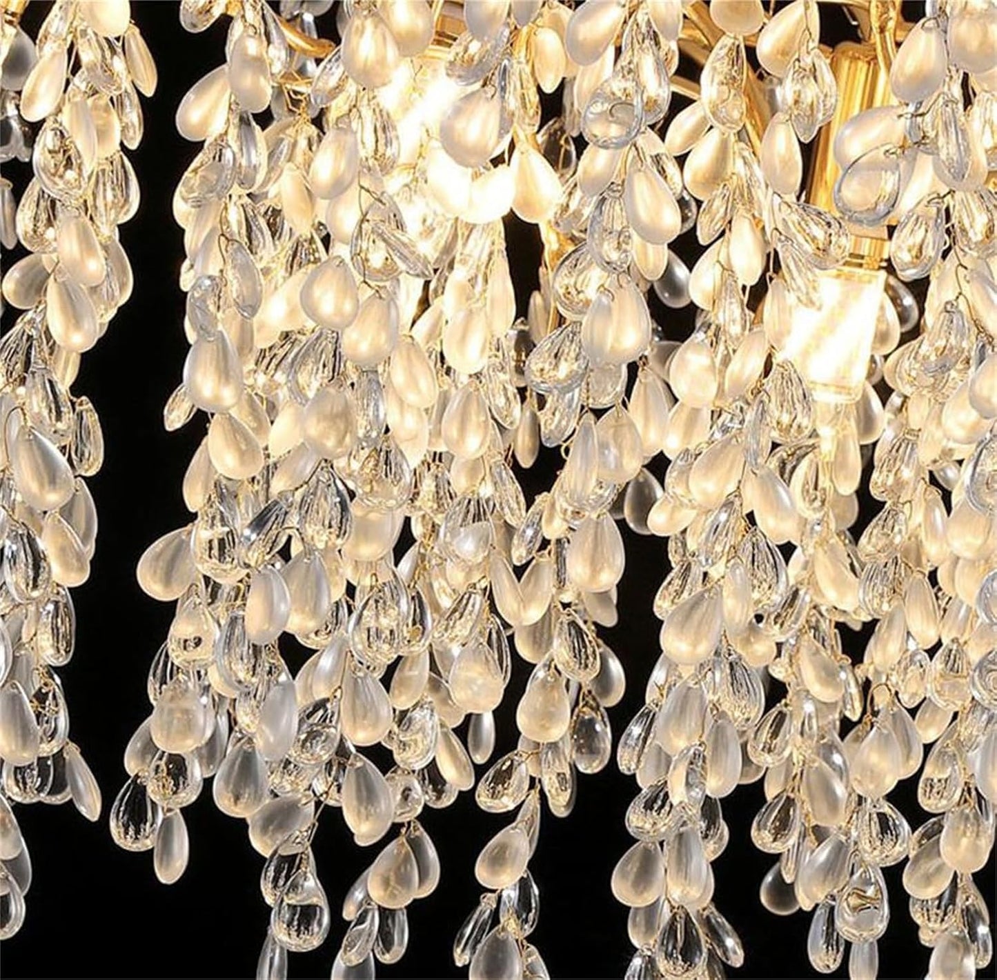 Lustre Design Naturel avec Perles Effet Goutte d’Eau – Hauteur Réglable – Style Luxueux 60 cm