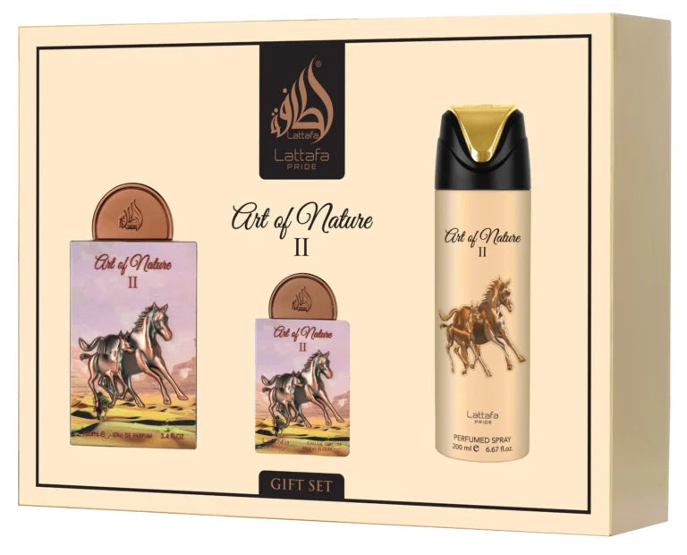 Coffret Parfum Art of Nature II – Notes Bergamote, Fleur d’Oranger, Vanille – Lattafa Pride