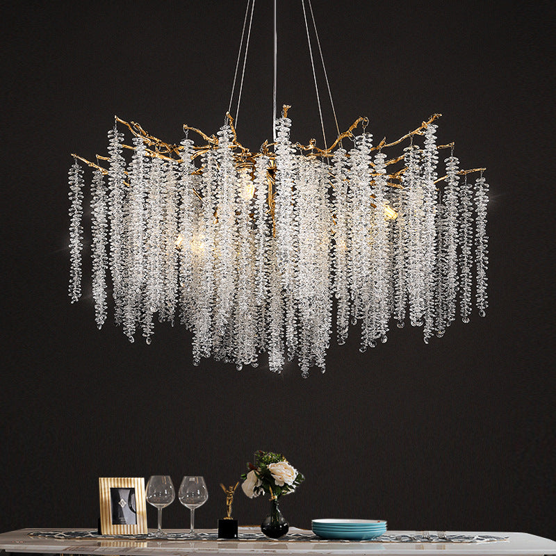 Lustre Moderne en Forme de Branche d’Arbre avec Perles en Cascade 40Ø