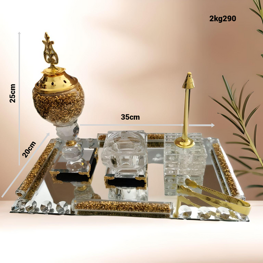 Service à Encens en Cristal de Verre – Design Élancé & Prestige Doré