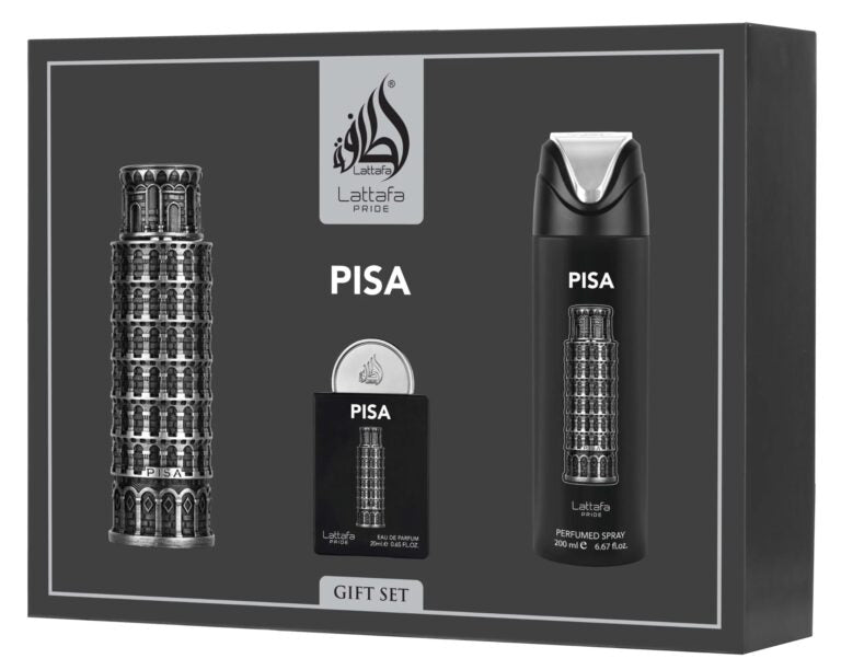 Lattafa Pisa Coffret – Parfum Homme/Unisexe Frais Agrumes & Notes Boisées