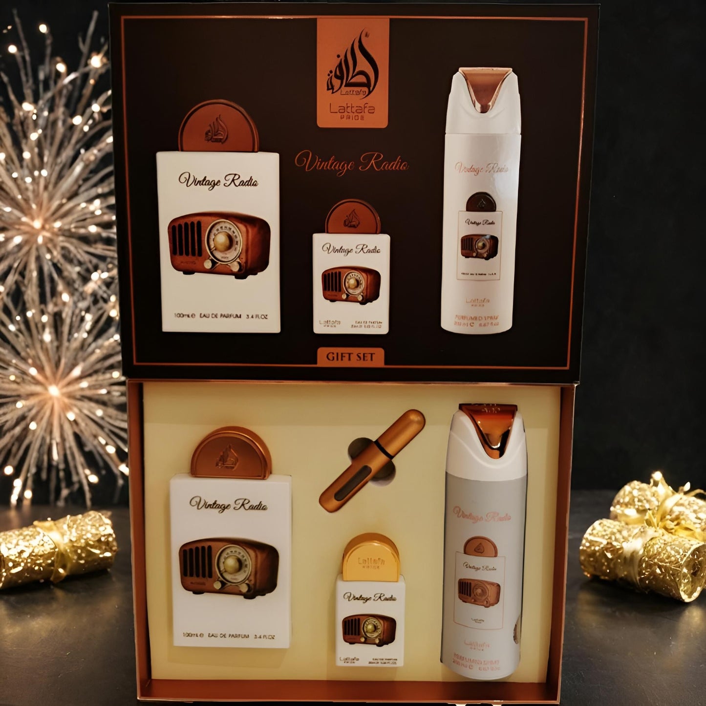 Lattafa Vintage Radio Coffret – Parfum Homme/Femme Lavande, Prune, Bois de Santal