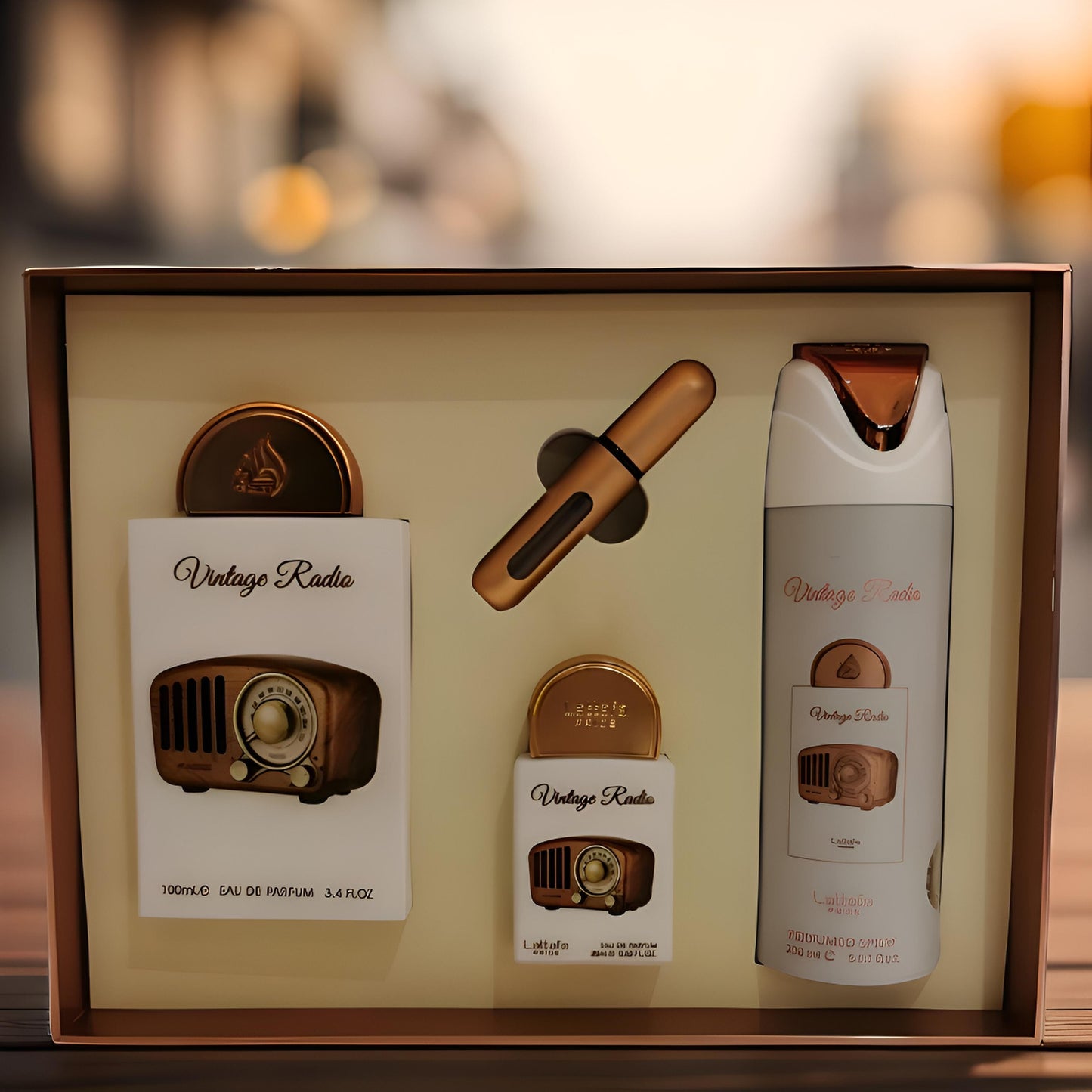 Lattafa Vintage Radio Coffret – Parfum Homme/Femme Lavande, Prune, Bois de Santal