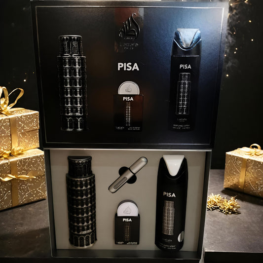 Lattafa Pisa Coffret – Parfum Homme/Unisexe Frais Agrumes & Notes Boisées