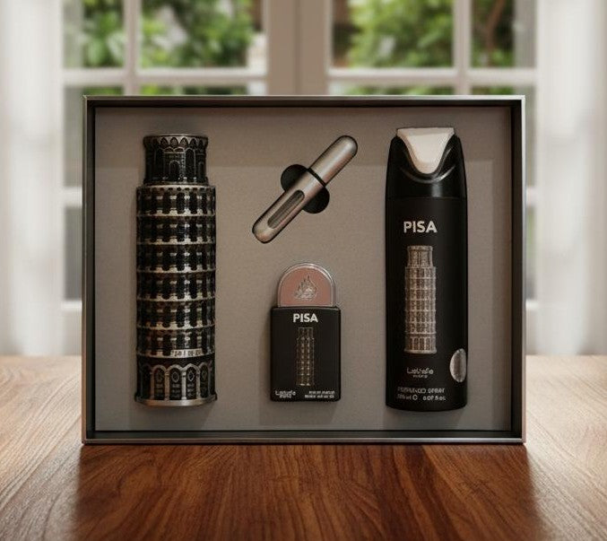 Lattafa Pisa Coffret – Parfum Homme/Unisexe Frais Agrumes & Notes Boisées