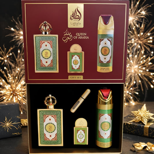 Coffret Parfum Queen of Arabia – Eau de Parfum 100 ml + Format Voyage + Déodorant