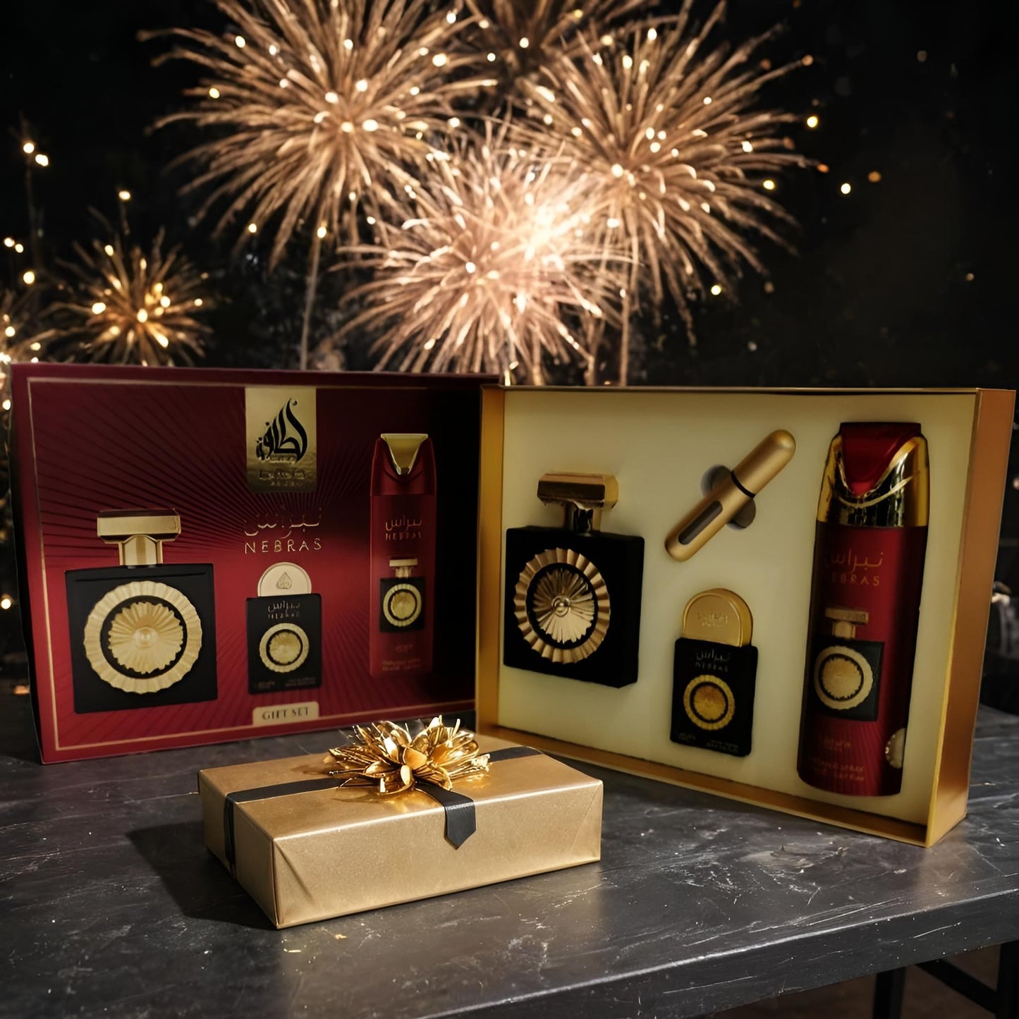 Coffret Nebras by Lattafa Pride – Parfum Femme Sucré Ambré + Déodorant