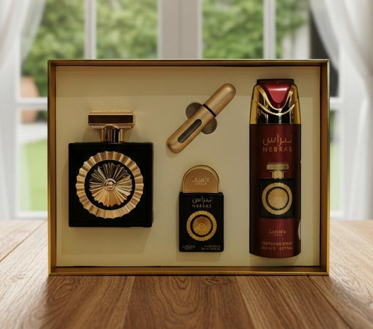 Coffret Nebras by Lattafa Pride – Parfum Femme Sucré Ambré + Déodorant