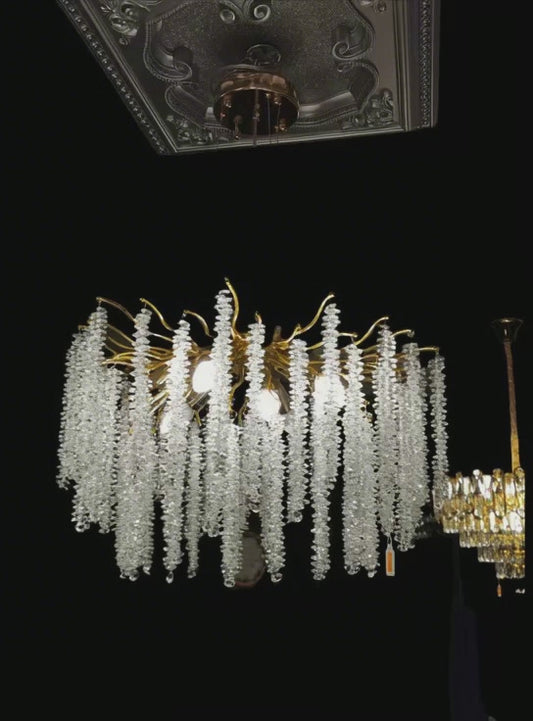 Lustre Moderne en Forme de Branche d’Arbre avec Perles en Cascade