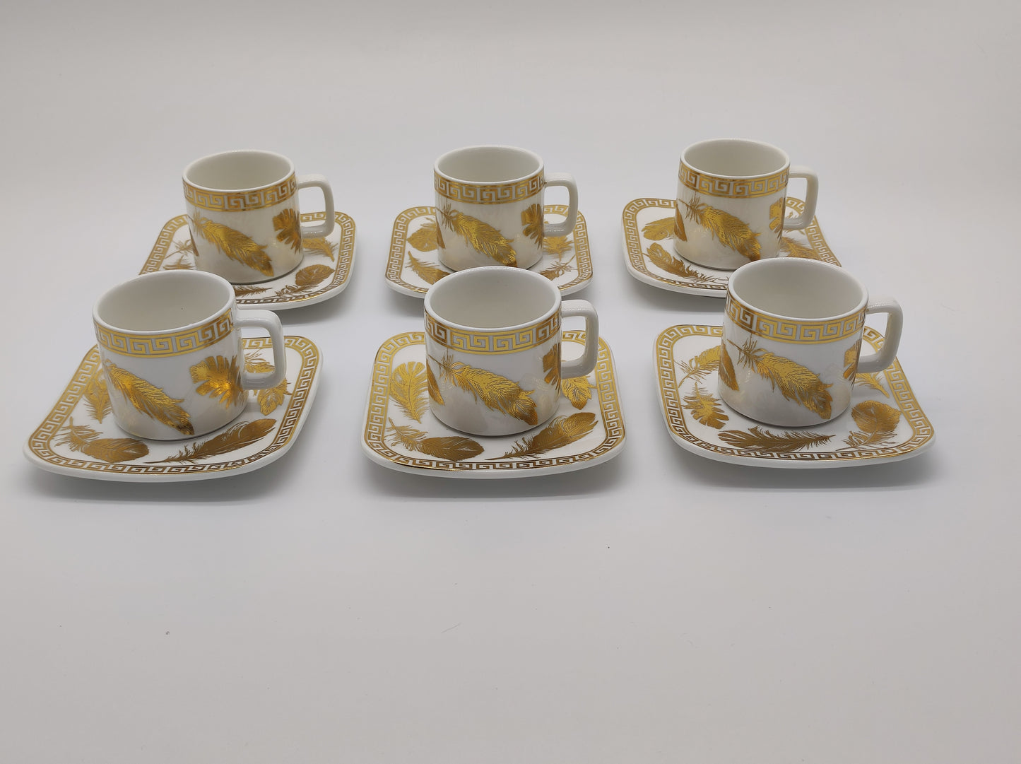 Set de 6 tasses a café en céramique blanc et doré - D & C
