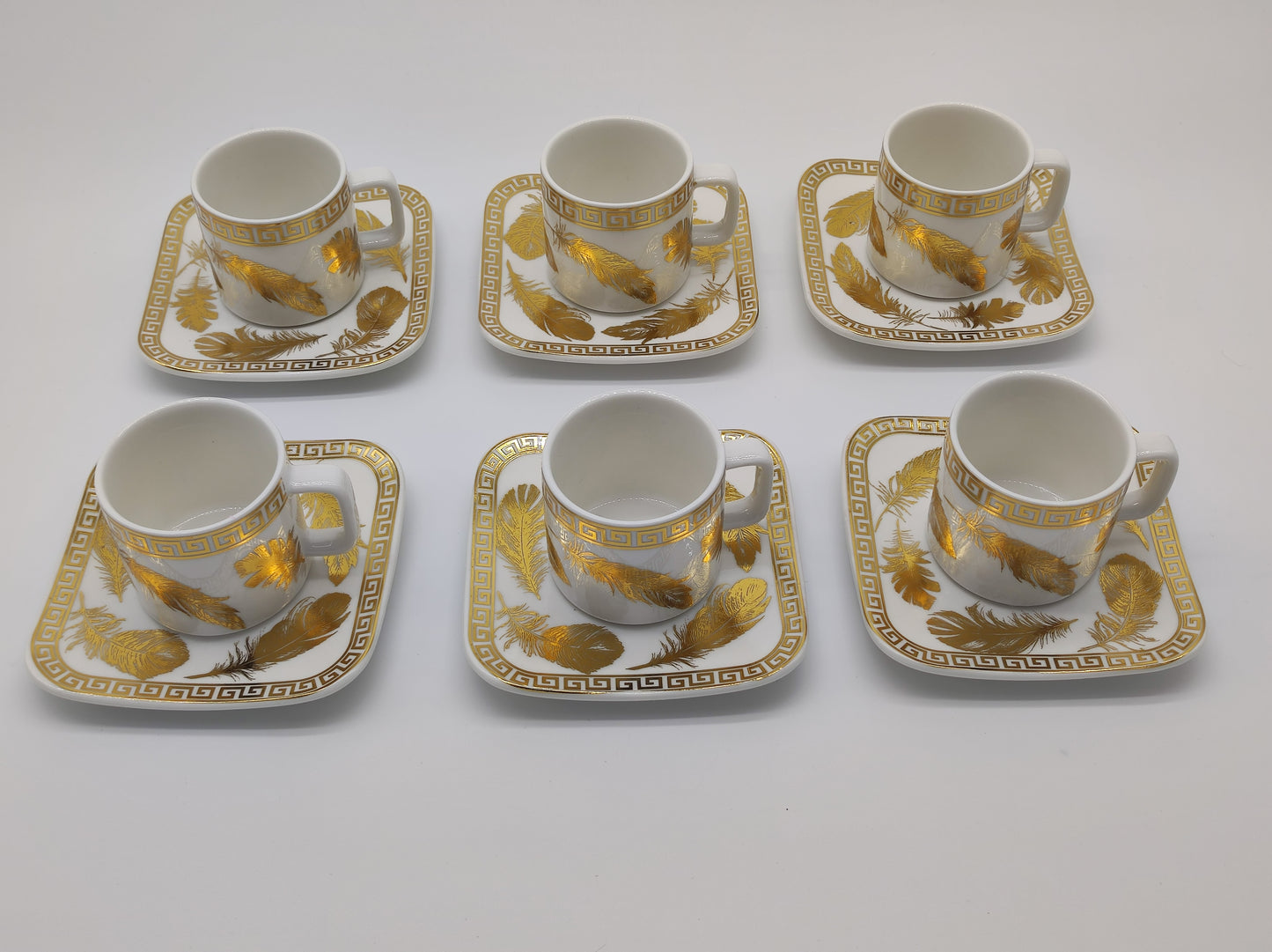Set de 6 tasses a café en céramique blanc et doré - D & C